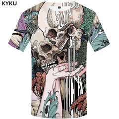 Skull T-shirt Men Flower Tshirts Casual Character Anime Clothes Harajuku Tshirt Printed Animal T-shirts 3d | Vimost Shop.