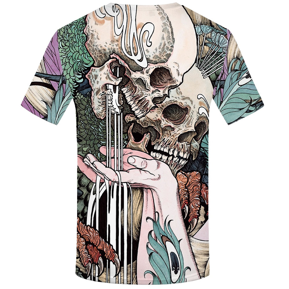 Skull T-shirt Men Flower Tshirts Casual Character Anime Clothes Harajuku Tshirt Printed Animal T-shirts 3d | Vimost Shop.