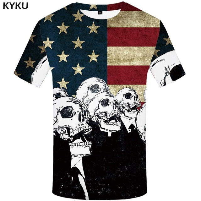 Skull T-shirt Men Flower Tshirts Casual Character Anime Clothes Harajuku Tshirt Printed Animal T-shirts 3d | Vimost Shop.
