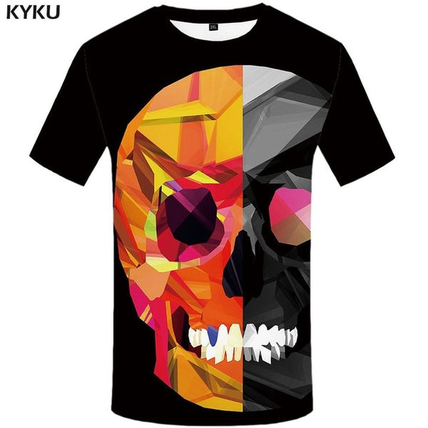 Skull T-shirt Men Flower Tshirts Casual Character Anime Clothes Harajuku Tshirt Printed Animal T-shirts 3d | Vimost Shop.