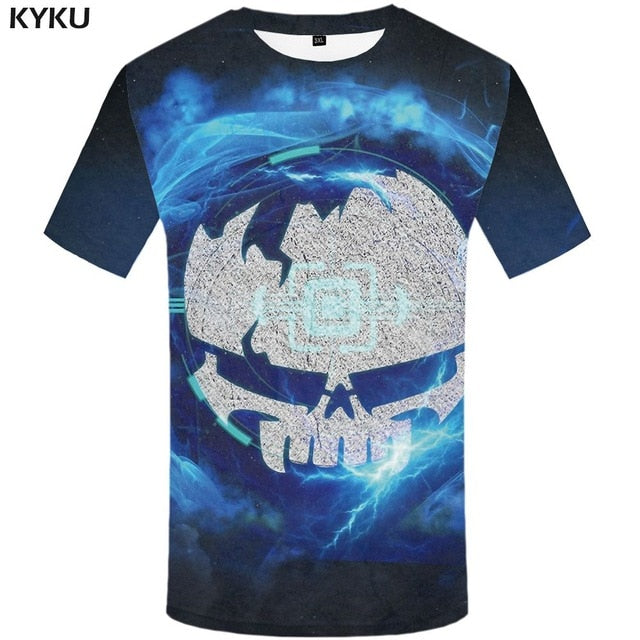 Skull T-shirt Men Flower Tshirts Casual Character Anime Clothes Harajuku Tshirt Printed Animal T-shirts 3d | Vimost Shop.