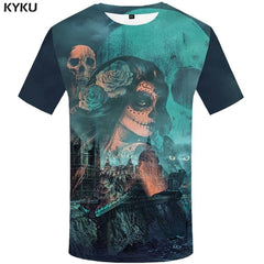 Skull T-shirt Men Flower Tshirts Casual Character Anime Clothes Harajuku Tshirt Printed Animal T-shirts 3d | Vimost Shop.