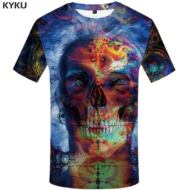 Skull T-shirt Men Flower Tshirts Casual Character Anime Clothes Harajuku Tshirt Printed Animal T-shirts 3d | Vimost Shop.