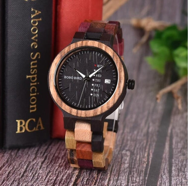 Wood watch Lover Couple Watches Men Show Date Ladies Wristwatch Women Quartz Male bayan kol saati Gift in Wood Box | Vimost Shop.