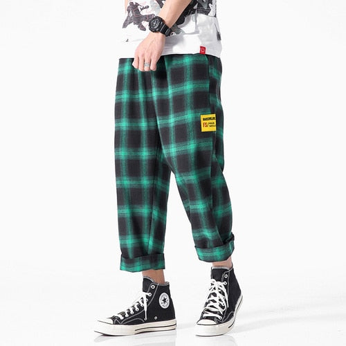 Men's  Joggers  Plaid Pants Man Black Cotton Comfortable Pant Summer Casual Streetwear Loose Trouser Japanese Trendy Sweatpants | Vimost Shop.