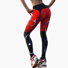 New Sexy Heart Print Leggings Women Red Black Patchwork Sporting Pants Fashion Printed Women's Fitness Leggings | Vimost Shop.