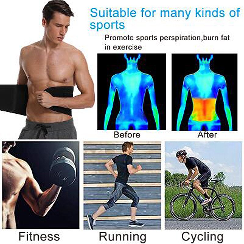 Waist Trimmer Sweat Belt Weight Loss Waist Trainer Slimming Belt for Men and Women Fat Burner Low Back Support Mens Shaper | Vimost Shop.