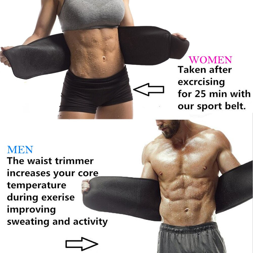Waist Trimmer Sweat Belt Weight Loss Waist Trainer Slimming Belt for Men and Women Fat Burner Low Back Support Mens Shaper | Vimost Shop.