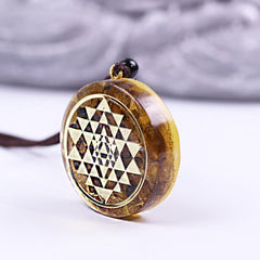 Orgonite Pendant Sri Yantra Sacred Geometry Necklace Tiger Eye Meditation Necklace Handmade Jewelry For Women Men | Vimost Shop.