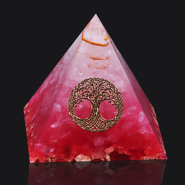 Orgonite pink tree of life Pyramid Healing crystal Stone plasma Orgone Energy generator Meditation tool Ion therapy | Vimost Shop.