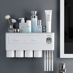 3 Color Bathroom Accessories Toothbrush Holder Automatic Toothpaste Dispenser Holder Wall Mount Rack Storage For Bathroom Home | Vimost Shop.