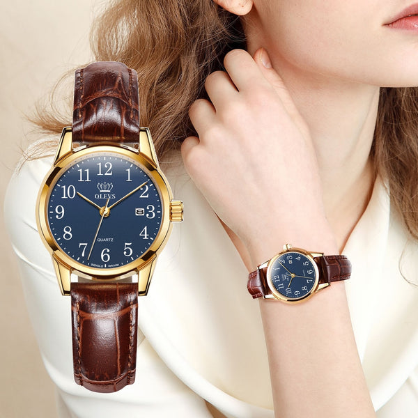 Womens Watches Top Brand Fashion casual Luxury Dress Genuine Brown Leather Waterproof Wristwatch for Lady | Vimost Shop.