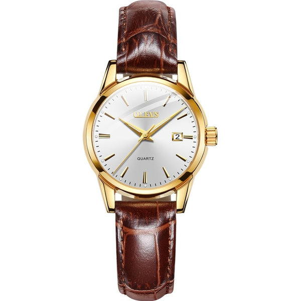 Womens Watches Top Brand Fashion casual Luxury Dress Genuine Brown Leather Waterproof Wristwatch for Lady | Vimost Shop.