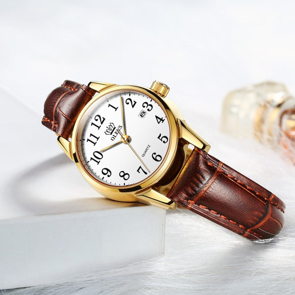 Womens Watches Top Brand Fashion casual Luxury Dress Genuine Brown Leather Waterproof Wristwatch for Lady | Vimost Shop.