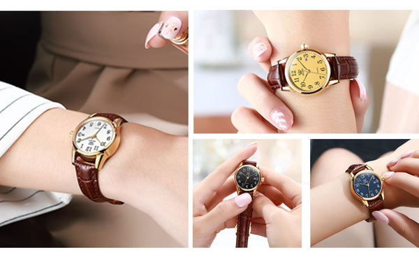 Womens Watches Top Brand Fashion casual Luxury Dress Genuine Brown Leather Waterproof Wristwatch for Lady | Vimost Shop.