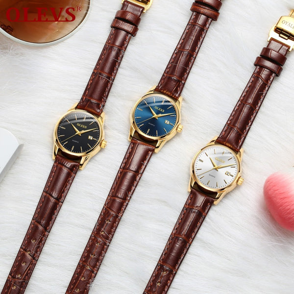 Womens Watches Top Brand Fashion casual Luxury Dress Genuine Brown Leather Waterproof Wristwatch for Lady | Vimost Shop.