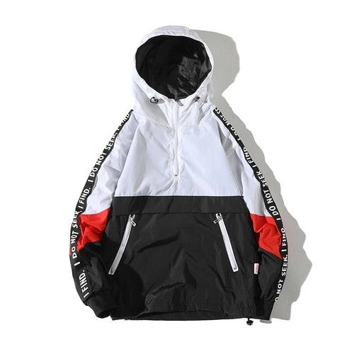 Spring Hip Hop Mens Hooded Windbreaker Jacket Patchwork Vintage Loose Track Hoodie Jacket Coats Streetwear Chaqueta hombre | Vimost Shop.