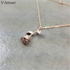 V Attract Collier Femme Stainless Steel Long Chain Collier Pink Rose Flower Statement Necklace Women Jewelry Maxi Choker | Vimost Shop.