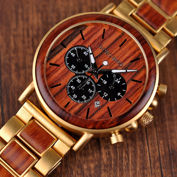 Wooden Men Watch Relogio Masculino Top Brand Luxury Chronograph Date Display Stop Watches erkek kol saati Great Gifts | Vimost Shop.