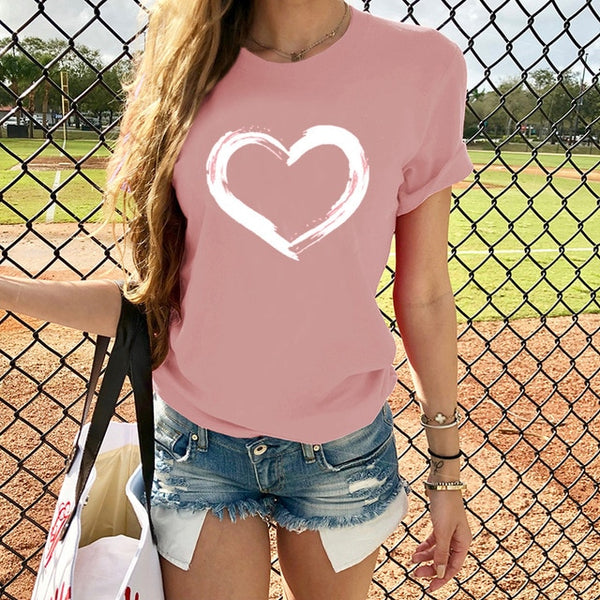 Hearts Women T-shirts Casual Harajuku Love Printed Tops Tee Summer | Vimost Shop.