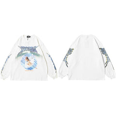 Men Hip Hop T Shirt Streetwear Retro Angel Print Harajuku Tshirt