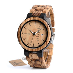 Men Wristwatches Quartz Movement Complete Calendar Wood Watch Week Display relogio masculino in Gift Box | Vimost Shop.