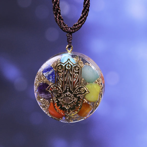 Hand Of Fatifa Orgonite Necklace Energy Stone Chakra Pendant Healing Reiki Yoga Meditation Jewelry Gift | Vimost Shop.