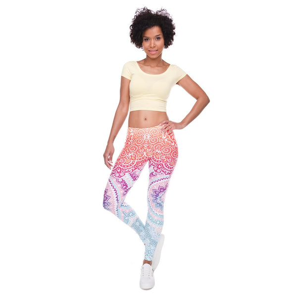 Women Fashion Legging Aztec Round Ombre Printing leggins Slim High Waist Leggings Woman Pants | Vimost Shop.