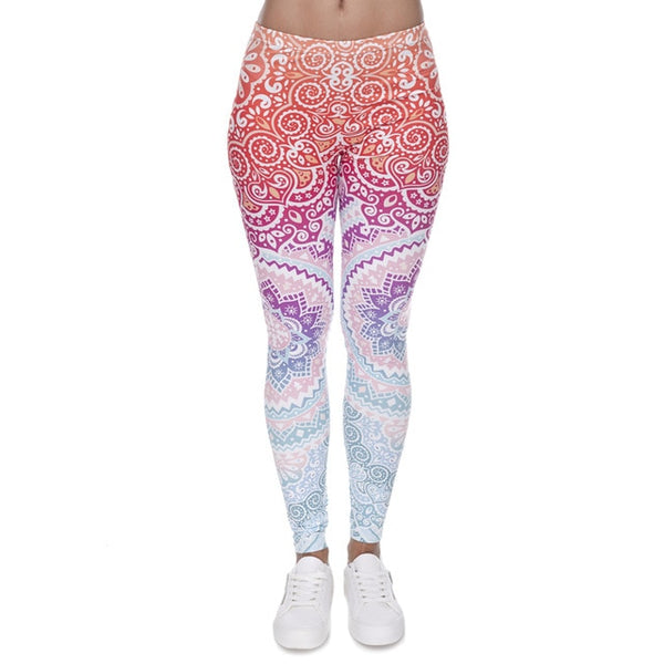 Women Fashion Legging Aztec Round Ombre Printing leggins Slim High Waist Leggings Woman Pants | Vimost Shop.