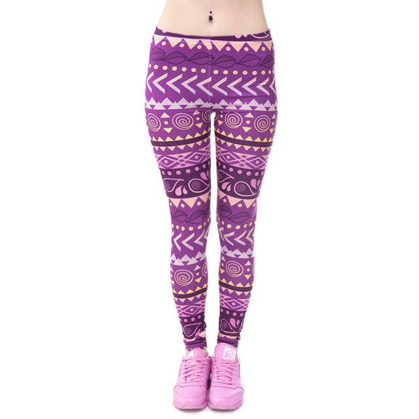 Women Fashion Legging Aztec Round Ombre Printing leggins Slim High Waist Leggings Woman Pants | Vimost Shop.