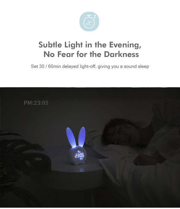Cute Bunny Ear LED Digital Alarm Clock Electronic USB Sound Control Rabbit Night Lamp Desk Clock Home Decoration | Vimost Shop.