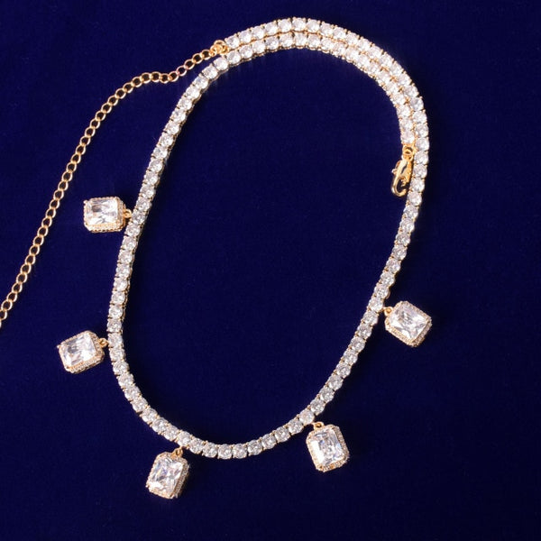 Tennis Chain With White Zircon Pendant Gold Color Charm Women Necklace Link Men's Hip Hop Jewelry adjustable | Vimost Shop.