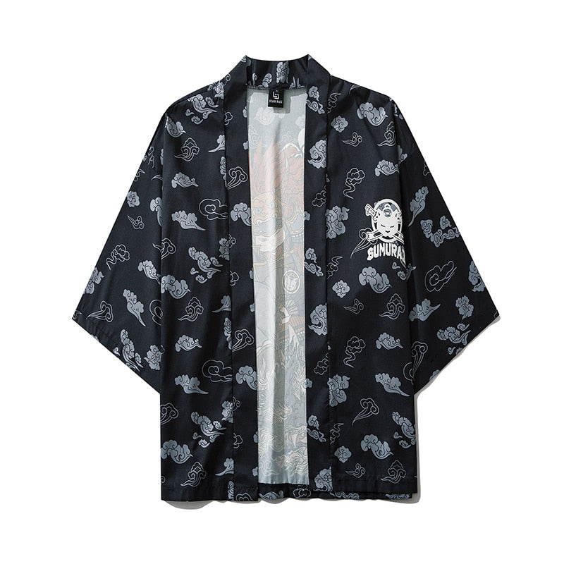 Japanese Style Cat Samurai Kimono Streetwear Men Women Cardigan Japan Harajuku Anime Robe Anime Clothes | Vimost Shop.