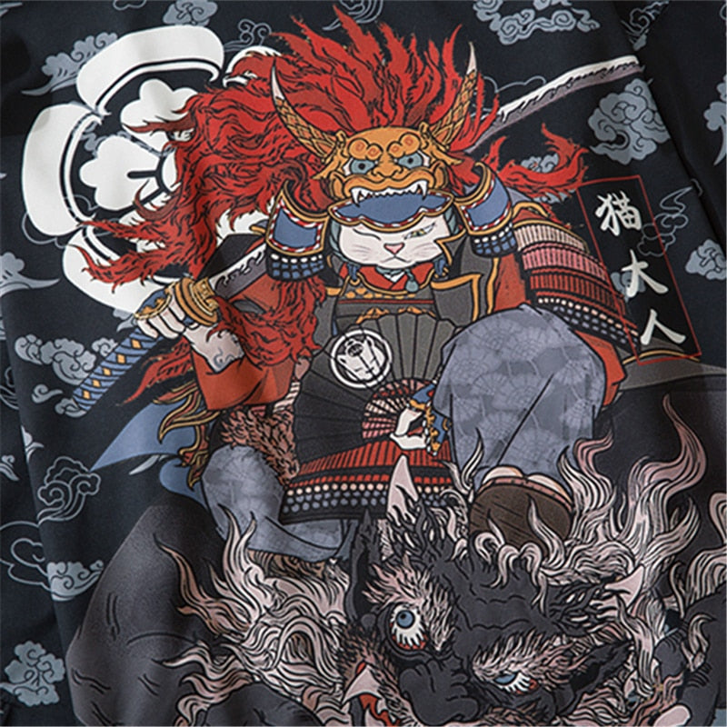 Japanese Style Cat Samurai Kimono Streetwear Men Women Cardigan Japan Harajuku Anime Robe Anime Clothes | Vimost Shop.