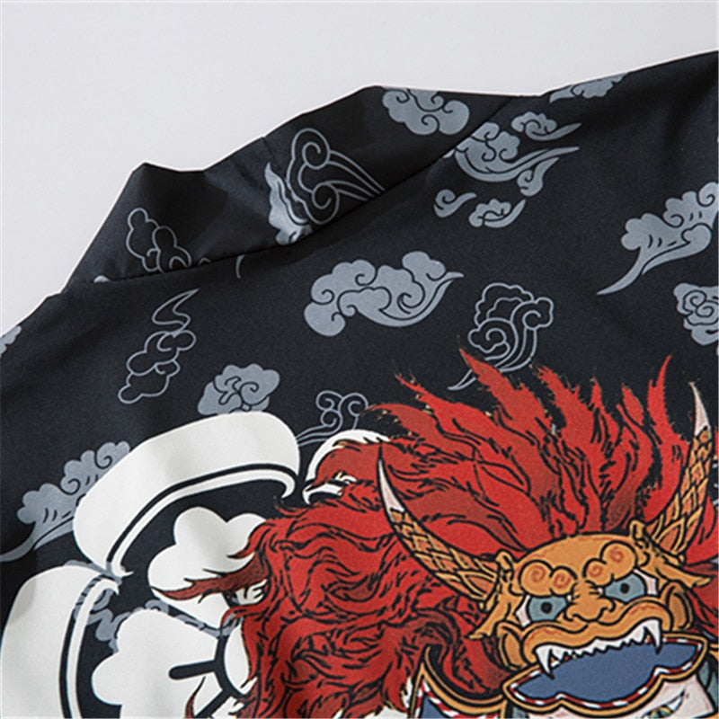 Japanese Style Cat Samurai Kimono Streetwear Men Women Cardigan Japan Harajuku Anime Robe Anime Clothes | Vimost Shop.