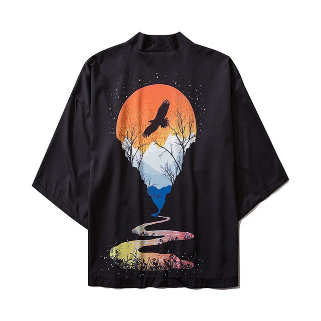 Japanese Style Cat Samurai Kimono Streetwear Men Women Cardigan Japan Harajuku Anime Robe Anime Clothes | Vimost Shop.