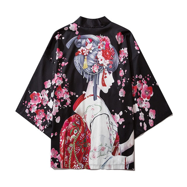 Japanese Style Cat Samurai Kimono Streetwear Men Women Cardigan Japan Harajuku Anime Robe Anime Clothes | Vimost Shop.