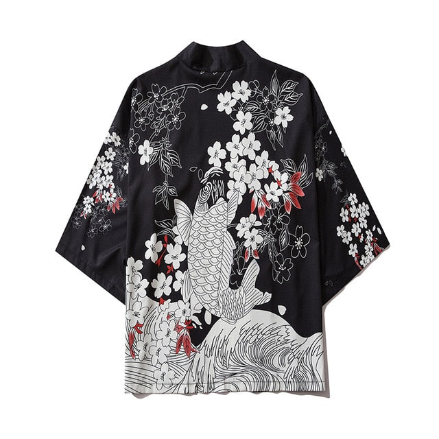 Japanese Style Cat Samurai Kimono Streetwear Men Women Cardigan Japan Harajuku Anime Robe Anime Clothes | Vimost Shop.