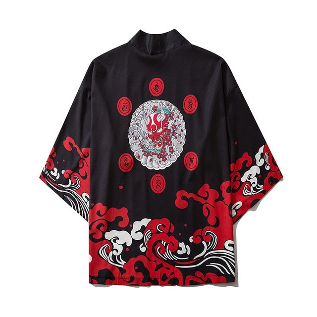 Japanese Style Cat Samurai Kimono Streetwear Men Women Cardigan Japan Harajuku Anime Robe Anime Clothes | Vimost Shop.
