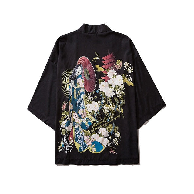 Japanese Style Cat Samurai Kimono Streetwear Men Women Cardigan Japan Harajuku Anime Robe Anime Clothes | Vimost Shop.