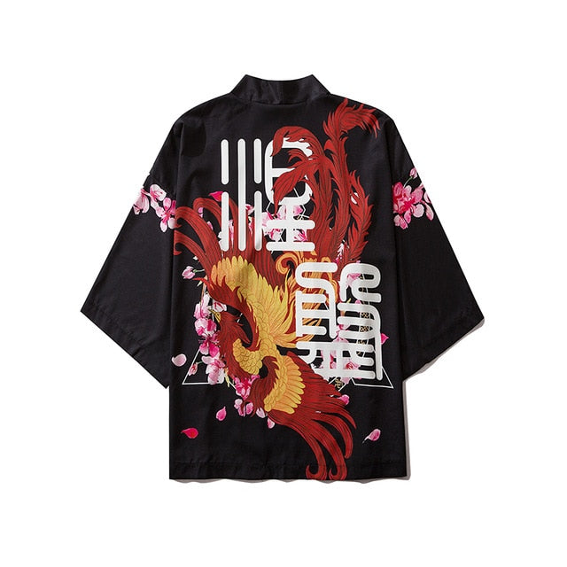 Japanese Style Cat Samurai Kimono Streetwear Men Women Cardigan Japan Harajuku Anime Robe Anime Clothes | Vimost Shop.