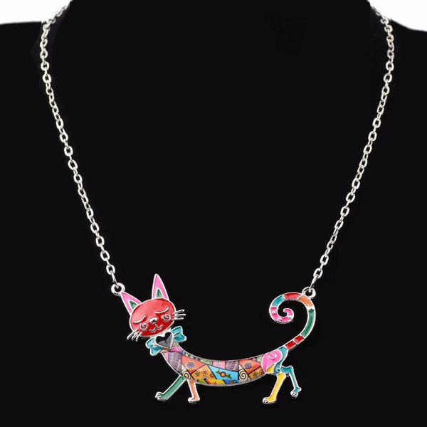 Statement Maxi Enamel Kitten Cat Choker Necklace Alloy Pendant Chain Collar Animal Pets Accessories Jewelry For Women | Vimost Shop.