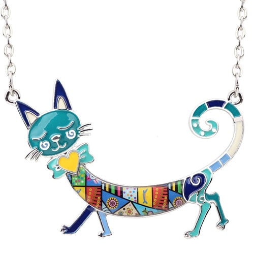 Statement Maxi Enamel Kitten Cat Choker Necklace Alloy Pendant Chain Collar Animal Pets Accessories Jewelry For Women | Vimost Shop.