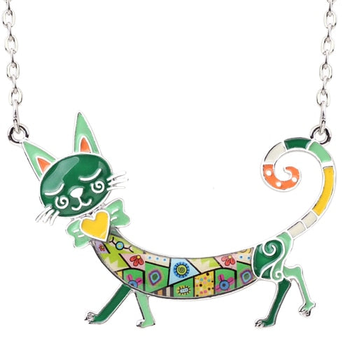 Statement Maxi Enamel Kitten Cat Choker Necklace Alloy Pendant Chain Collar Animal Pets Accessories Jewelry For Women | Vimost Shop.