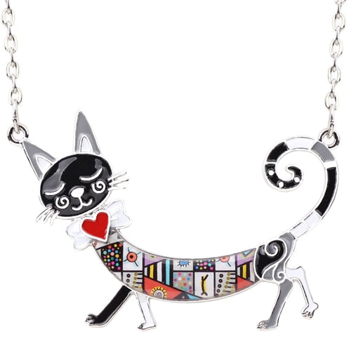 Statement Maxi Enamel Kitten Cat Choker Necklace Alloy Pendant Chain Collar Animal Pets Accessories Jewelry For Women | Vimost Shop.