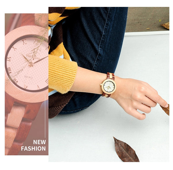 Wood Watch Female Women M19 Rose Sandal Minimal Dress Quartz Wristwatch Top Brand Luxury | Vimost Shop.