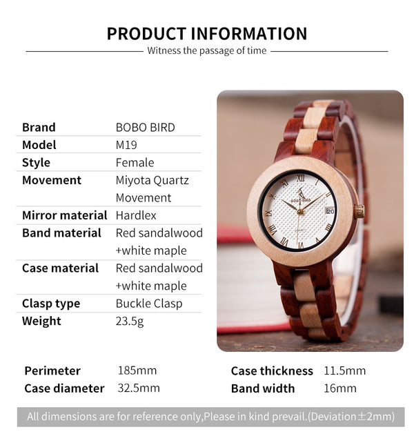 Wood Watch Female Women M19 Rose Sandal Minimal Dress Quartz Wristwatch Top Brand Luxury | Vimost Shop.