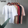 Summer t-shirts character printing tops tees solid color white t-shirts women drinking girls tops | Vimost Shop.