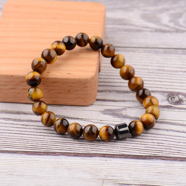 Pulsera hombre Cylinder Hematite Bracelets For Men Classic Nature Stone Beads Bracelets&Bangles Homme Yoga Jewelry | Vimost Shop.