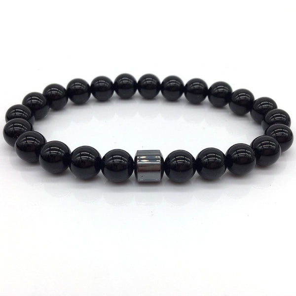 Pulsera hombre Cylinder Hematite Bracelets For Men Classic Nature Stone Beads Bracelets&Bangles Homme Yoga Jewelry | Vimost Shop.